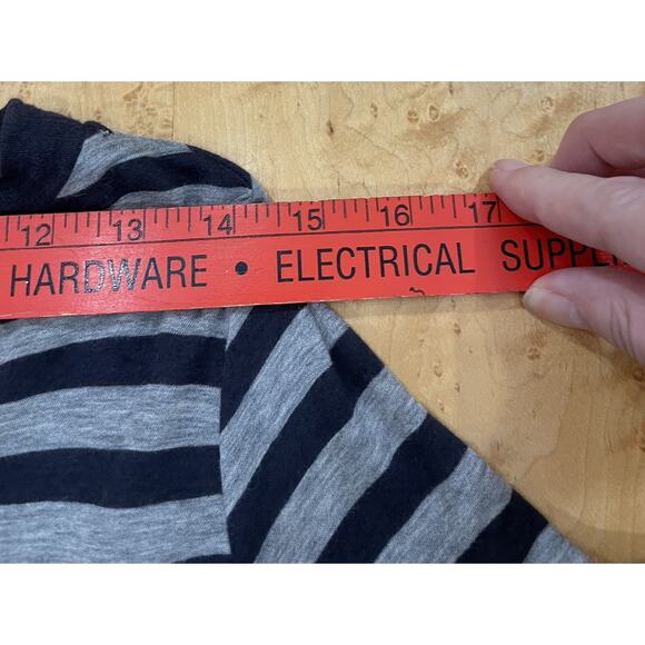 Majestic Filatures Paris Top Womens Cotton Cashmere Shirt Gray Black Stripe Sz 1 - Picture 12 of 13